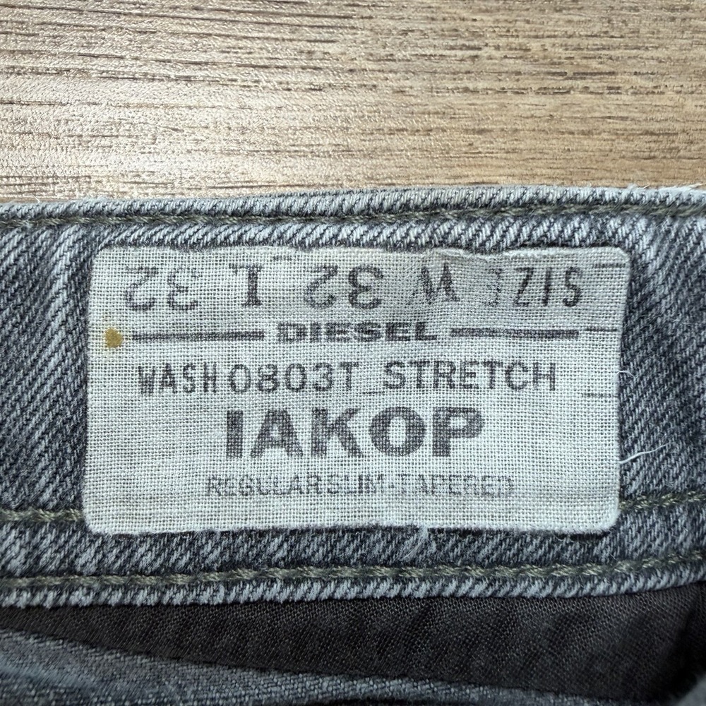 Diesel Iakop Jeans Men 32x30 Gray Slim Tapered Italy Charcoal Whiskered 0803T - Picture 8 of 16
